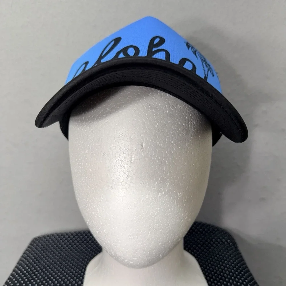 Aloha Hawaii Trucker Hat Blue Black Mesh‎ Snapback Hawaiian Headwear Cap